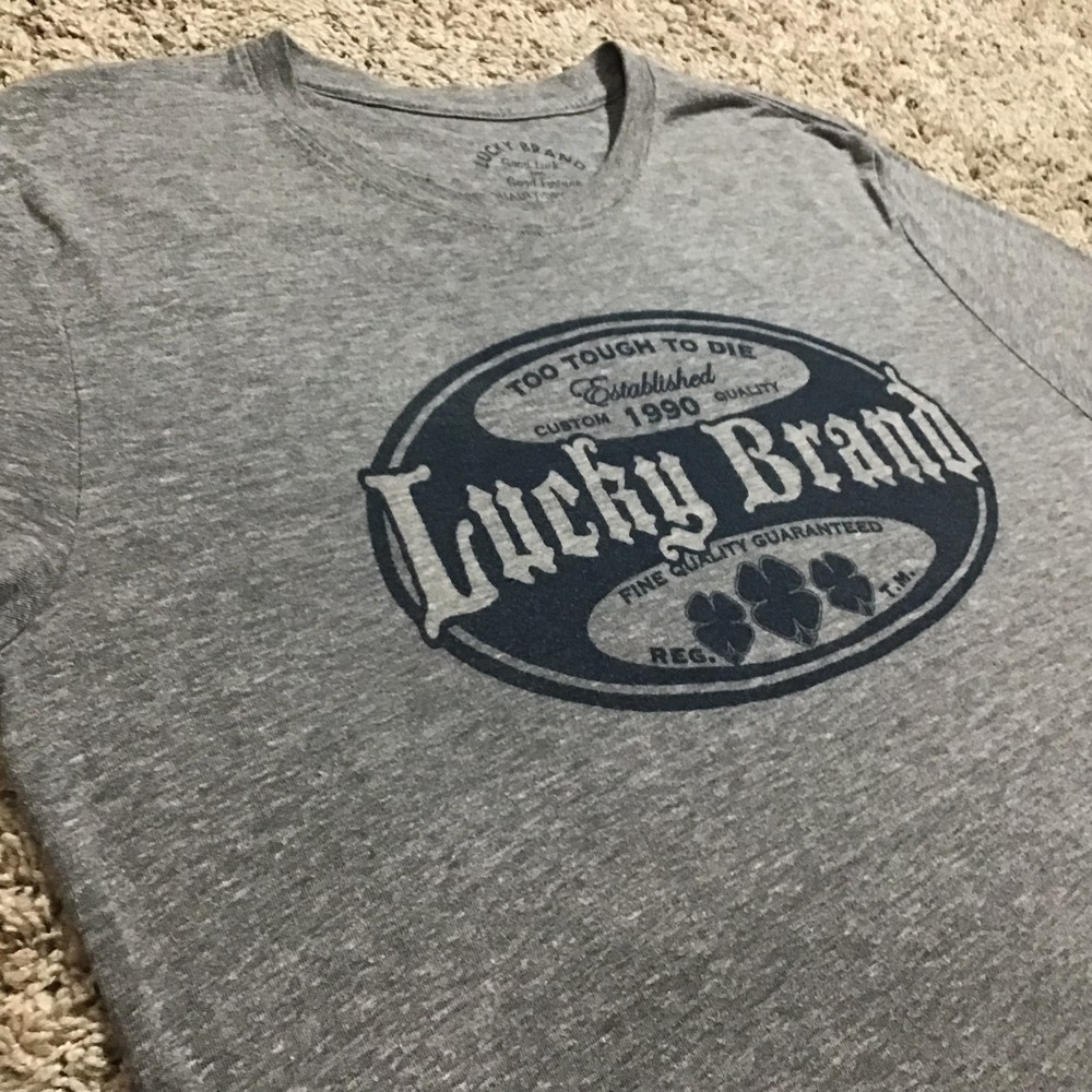 Lucky Brand Men's Tee Shirt Medium Gray Slim Unisex